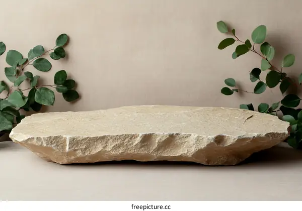 Natural Stone Display Platform with Greenery