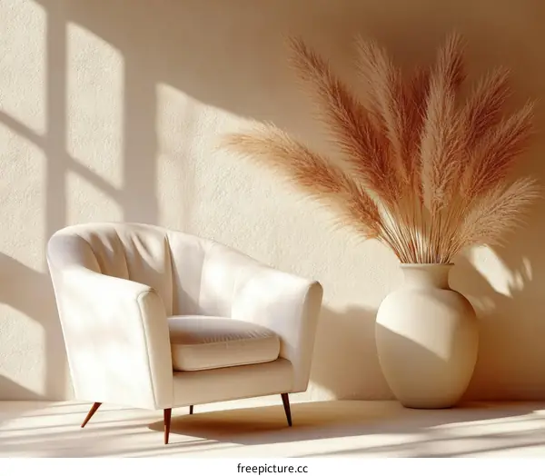 Modern Minimalist Living Room Scene with Soft Light