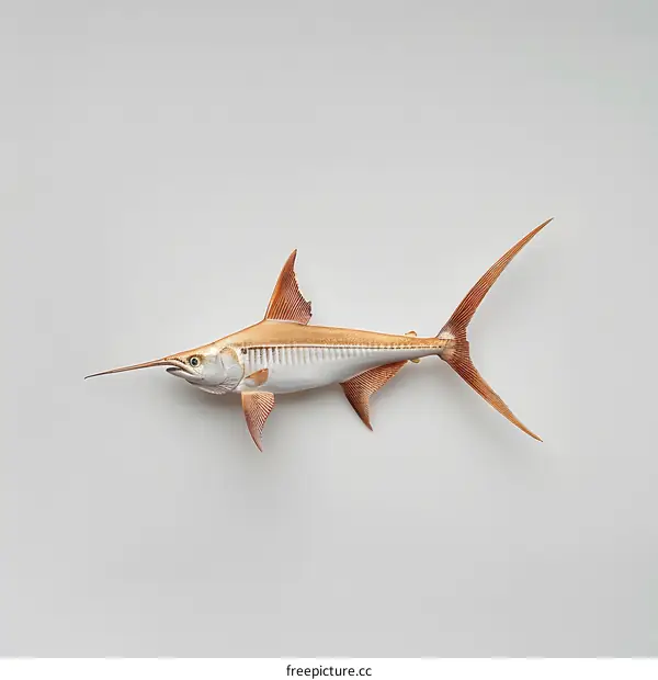 A Preserved Swordfish on White Background