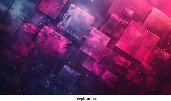 Abstract Glowing Squares in Pink and Purple