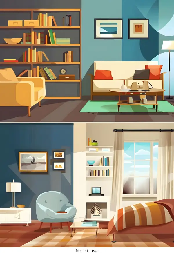 Cozy Living Room Interior Design Illustration