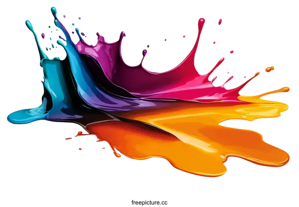 [Transparent Background PNG]Colorful Paint Splatter Art Illustration