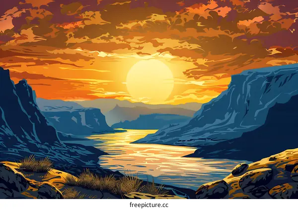 Sunset Over Canyon Landscape