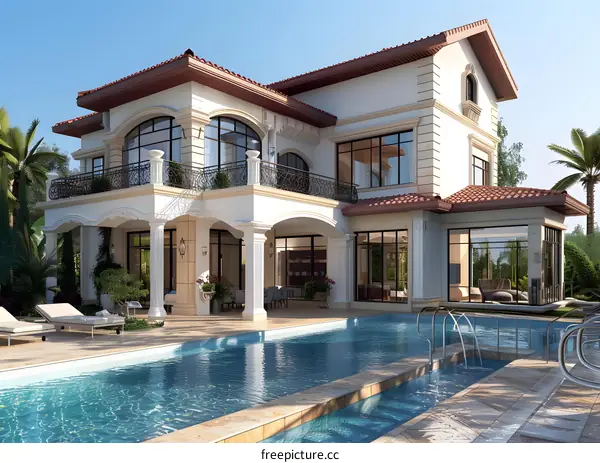 A luxurious villa with a swimming pool