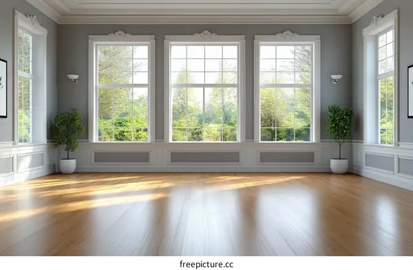 Elegant Empty Room with Large Windows