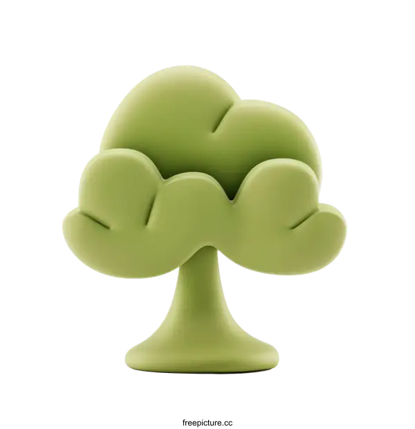 [Transparent Background PNG]Green 3D Tree Illustration Isolated On White Background