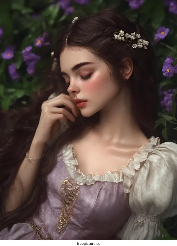 Beautiful Woman Sleeping in a Garden