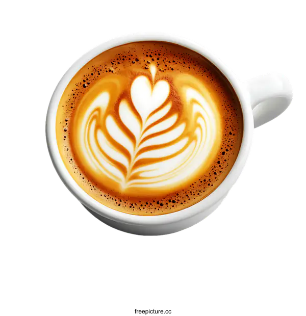 [Transparent Background PNG]Closeup Latte Art Coffee Cup
