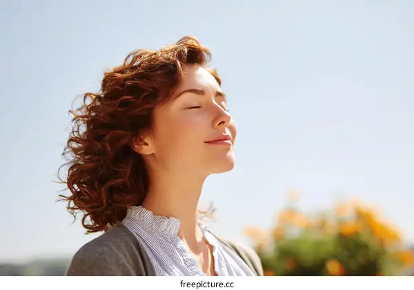 Woman enjoying the Outdoors Sunny Day