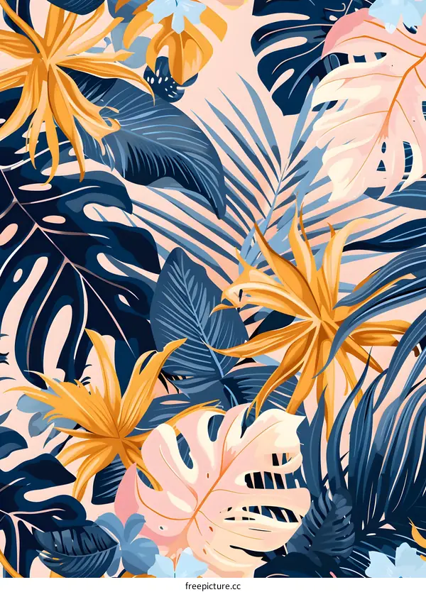 Tropical Leaves Pattern Background