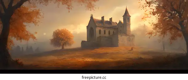 Autumn Landscape with a Stone Building