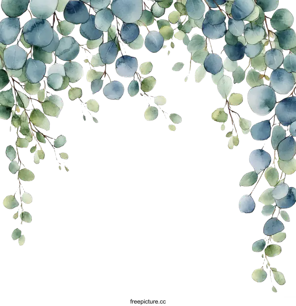 [Transparent Background PNG]Delicate Watercolor Eucalyptus Branches