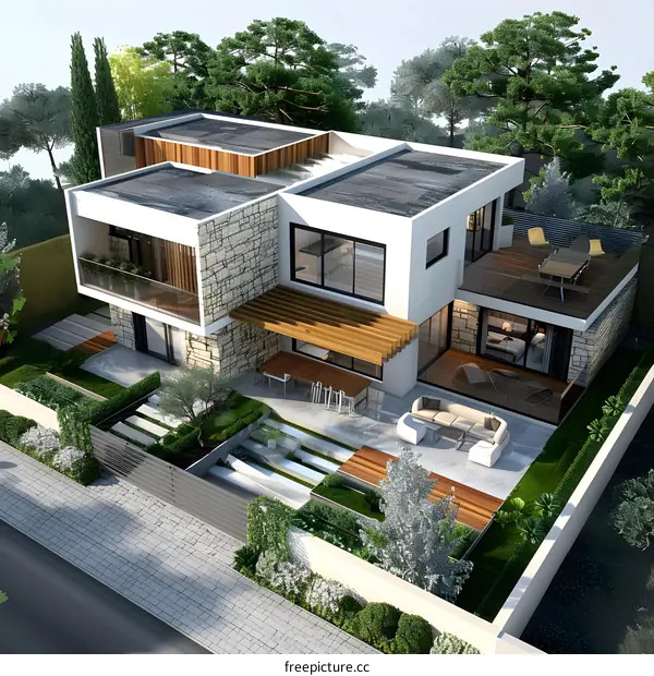 Modern Home Design With A Backyard Water Feature