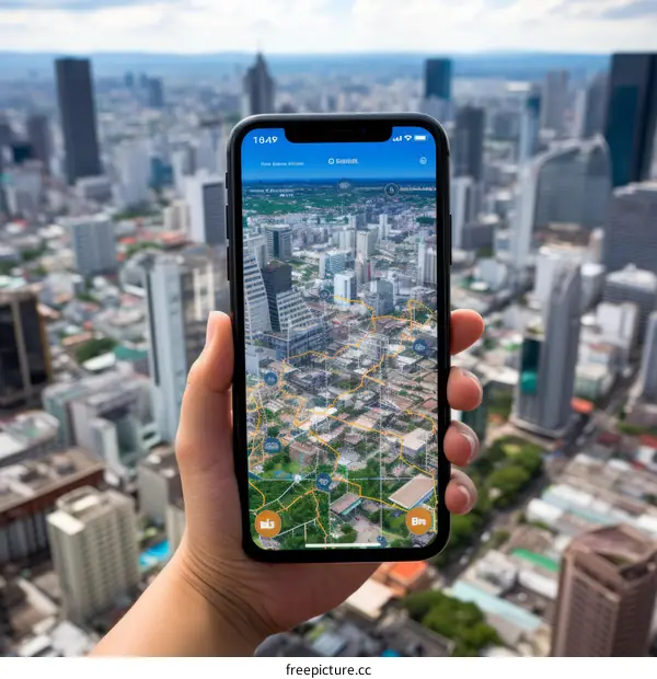 Augmented reality navigation app for a city