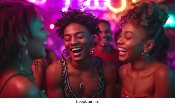 A group of friends are laughing and having fun at a party