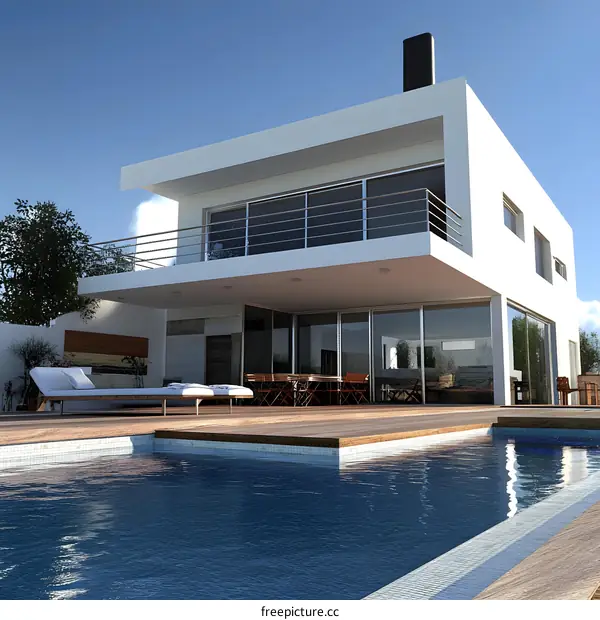 Modern White House with Swimming Pool