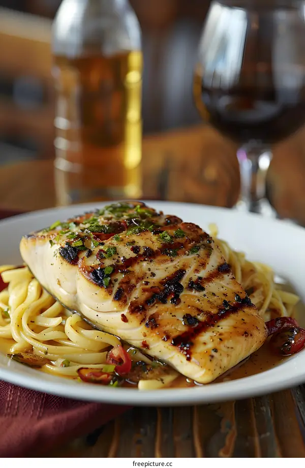 Grilled fish with pasta