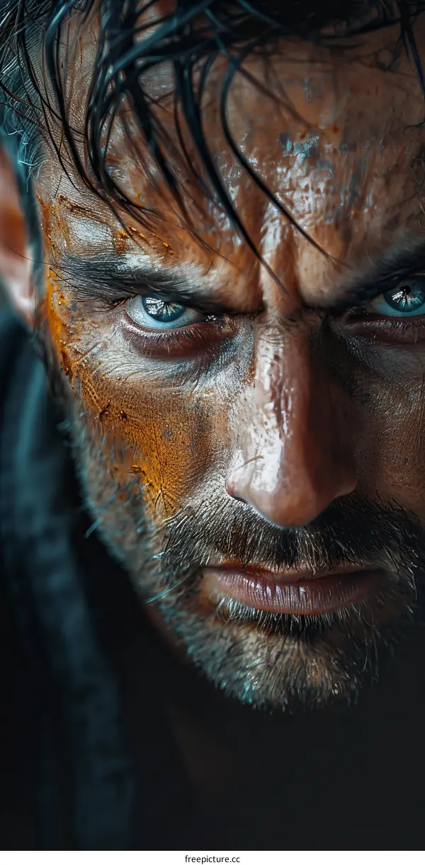 Close-up Portrait of a Male Warrior