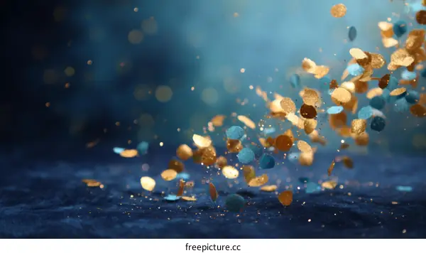 Celebration Confetti Falling on Dark Blue Background