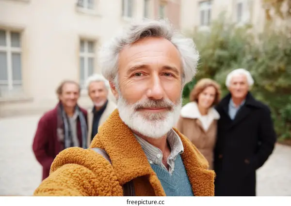 Senior friends enjoying an autumn day in the city