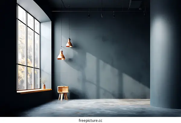 Empty Industrial Style Room Interior Design