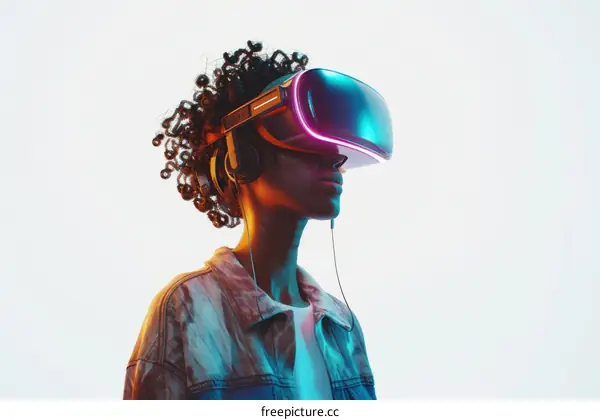 Young Black Woman Using Virtual Reality Headset