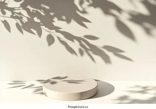 Beige Minimalist Product Display with Leaf Shadows