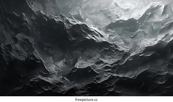 Abstract Black and White Mountain Landscape Painting