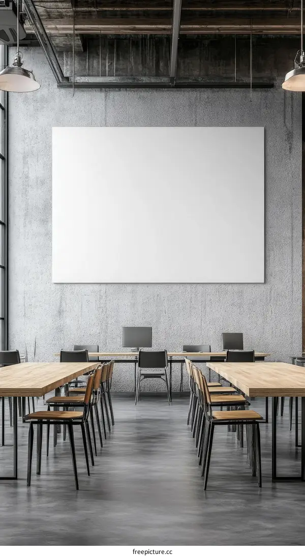 Modern Industrial Classroom Interior Mockup