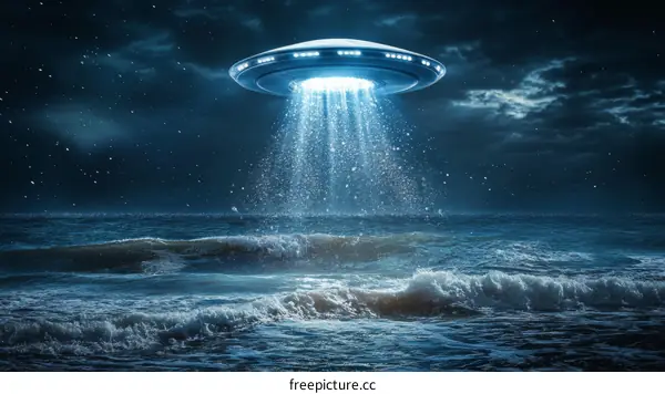 Mysterious UFO Landing on a Stormy Ocean