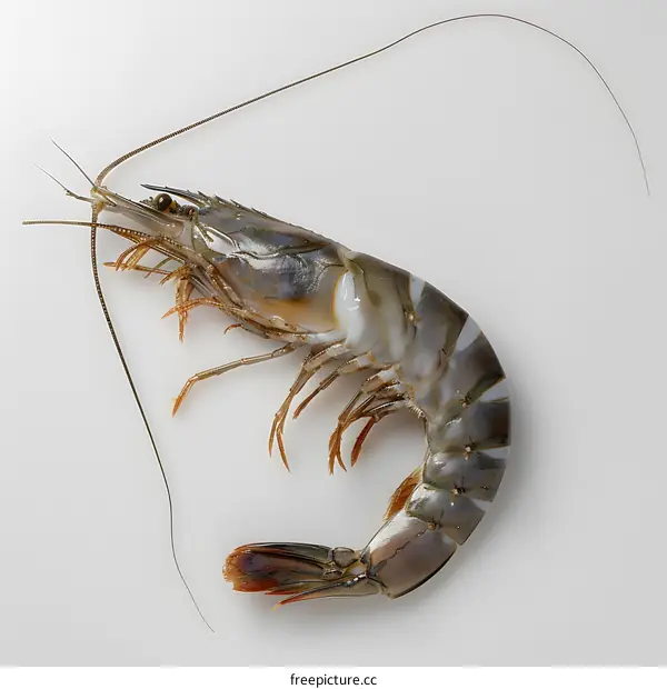 Fresh Black Tiger Shrimp on White Background