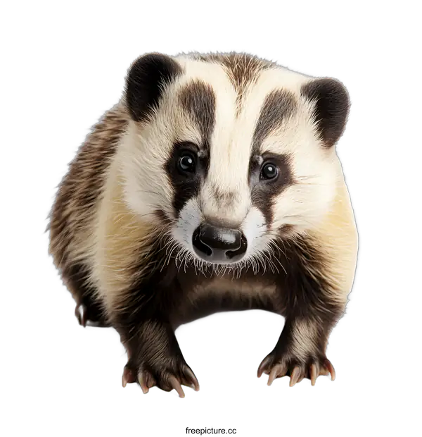 [Transparent Background PNG]Close Up Of A Badger Looking Directly At The Camera On White Background