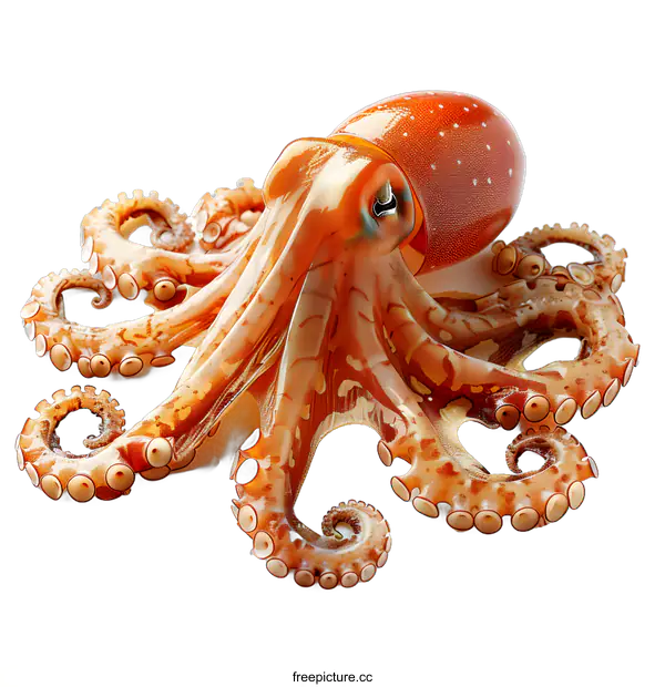 [Transparent Background PNG]Close up of a red octopus