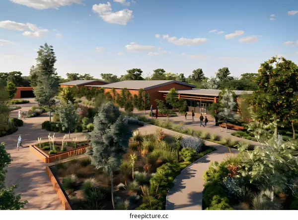 Modern Building Architecture Design with Landscape Garden