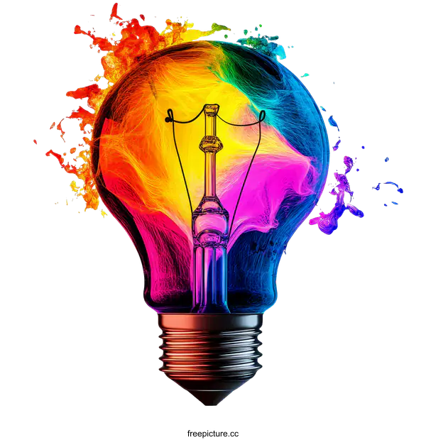 [Transparent Background PNG]Colorful Idea Lightbulb Illustration