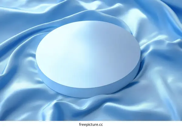 Abstract Light Blue Silk Fabric Display Podium