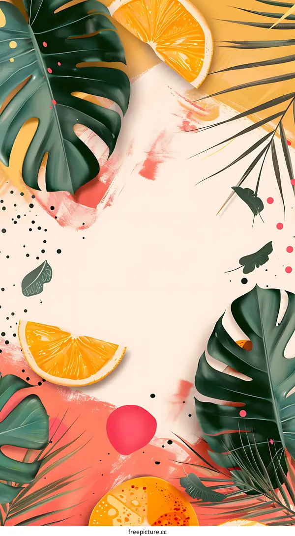 Tropical Summer Fruit  Background Illustration