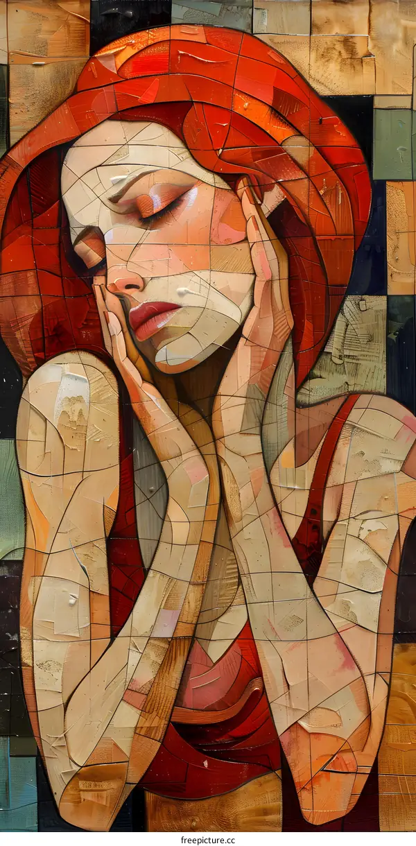 Portrait of a young woman with red hair and red hat