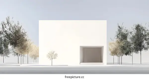 Minimalist Modern House Design with Trees