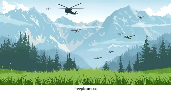 Flying Over Mountain Landscape