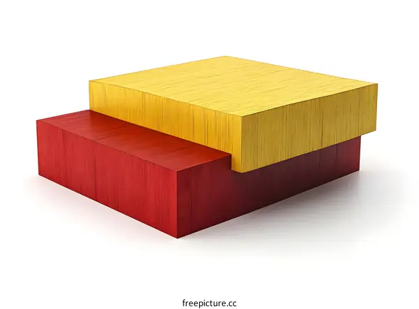 Red and Yellow Wooden Platform Minimalist Design