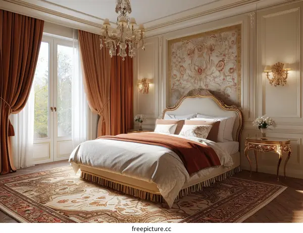 Luxurious Bedroom Interior in a European Villa