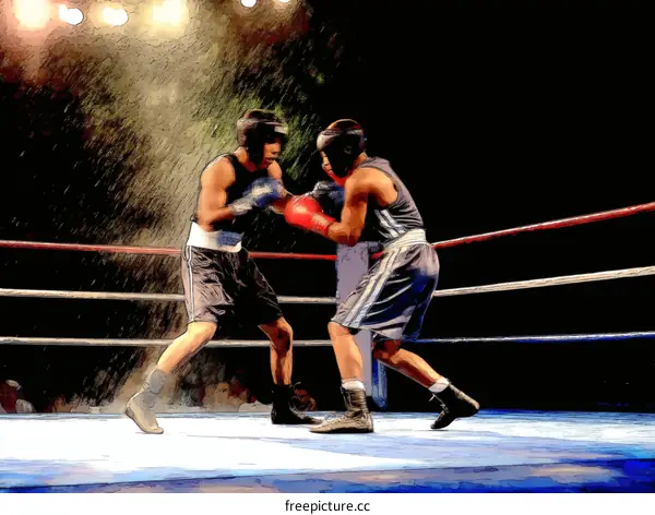 Two Boxer in a Boxing Match Illustration