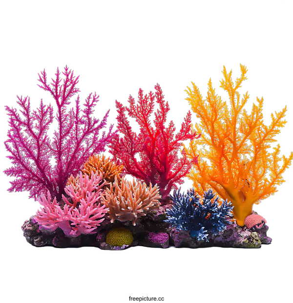 [Transparent Background PNG]Colorful Coral Reef Aquarium Decor