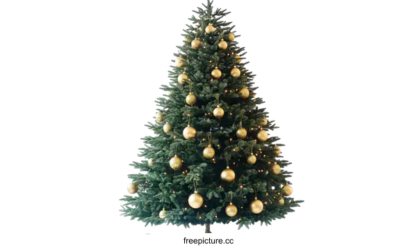 [Transparent Background PNG]Christmas Tree with Golden Ornaments