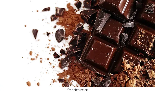 Delicious Dark Chocolate Bar with Cocoa Powder