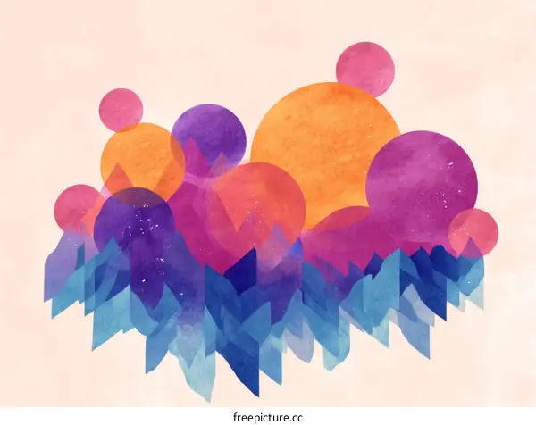 Abstract Colorful Mountain Landscape Illustration