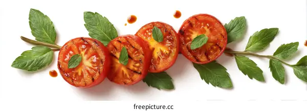 Grilled Tomato Slices with Fresh Mint