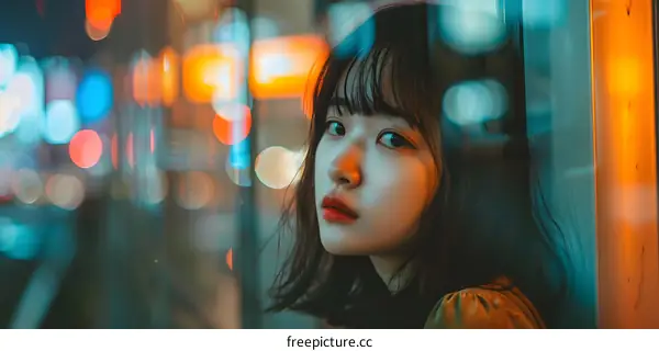 Young Asian Woman Posing in the Night
