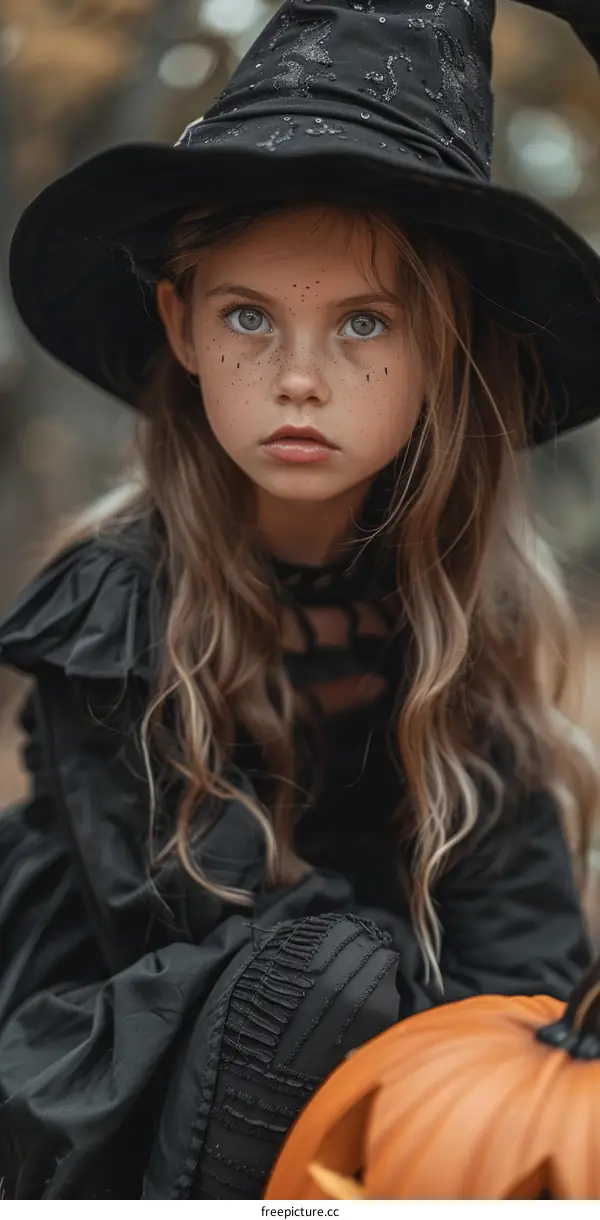 Adorable Little Girl in Halloween Costume